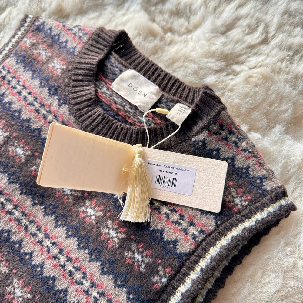 ✨🤎DÔEN ‘Aniene’ Cashmere/Wool♻️ Fair Aisle Après-ski Knitwear Vest M✨